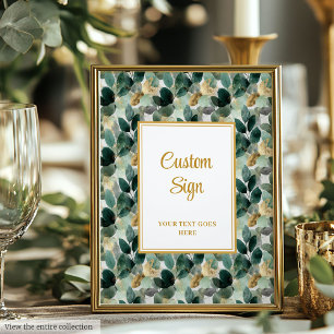 Romantic Forest Grönt Guld Löv Bröllop Anpassnings Poster