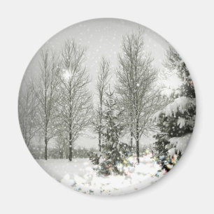 Romantic Forest Julgranar Winter Wedding Magnet