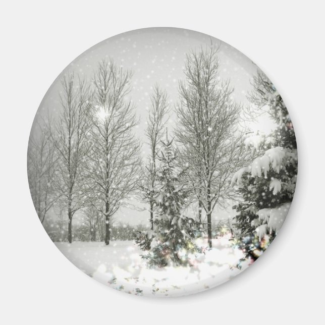 Romantic Forest Julgranar Winter Wedding Magnet (Framsidan)