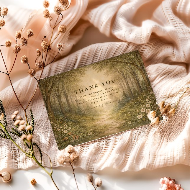 Romantic Forest Path Wedding Tack Kort (Skapare uppladdad)