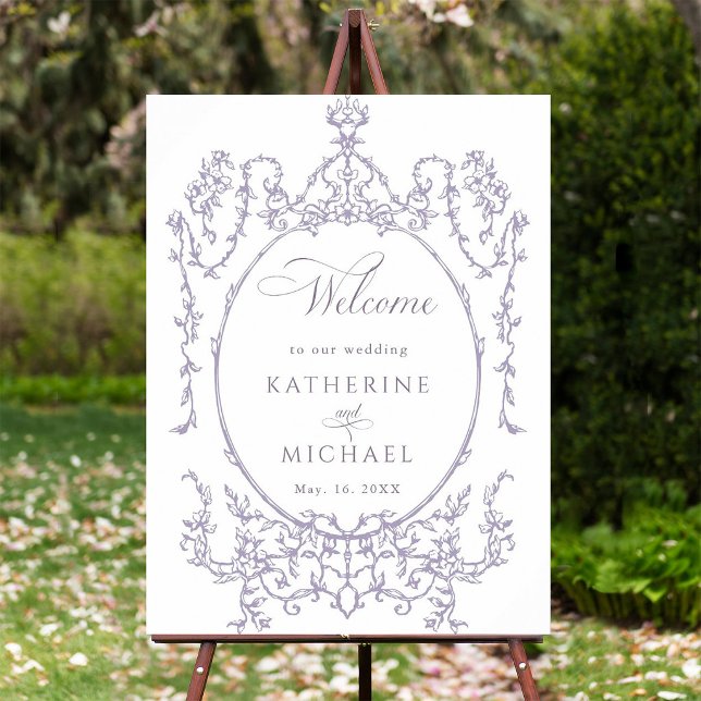 Romantic French Frame Lavender Wedding Welcome Poster (Skapare uppladdad)