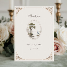 Romantic French Heron Oval Frame Wedding Tack Kort