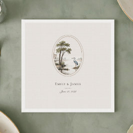Romantic French Heron Wedding Invitation Napkin Pappersservett