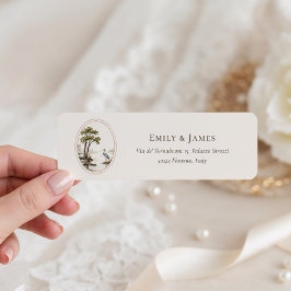 Romantic French Heron Wedding Return Address Label Returadress Etikett