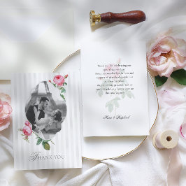 Romantic French Rose Botanical Photo Wedding Tack Kort