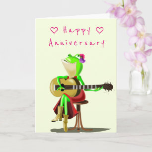 Romantic Frog med Guitar - roligt Kort
