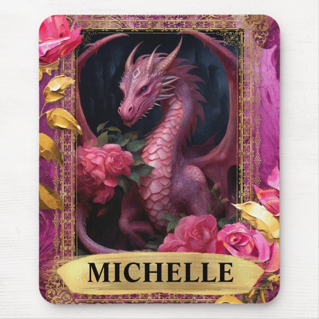 Romantic Fuchsia Dragon och Ro Fantasy Musmatta (Framsidan)