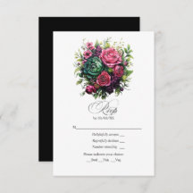 Romantic Fuchsia, Emerald Grönt & Black Blommigt