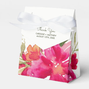 Romantic Fuchsia Grönt Watercolor Blommigt Bröllop Presentaskar
