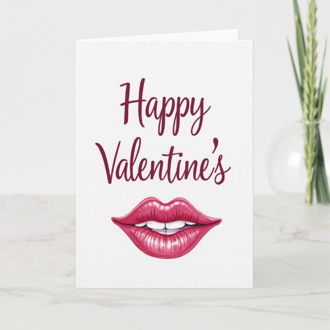 Romantic Fuchsia Lips Card Kort (Framsida)