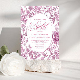 Romantic Fuchsia Pink Roses Pattern Bridal Shower  Inbjudningar