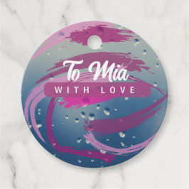 Romantic Fuchsia & Soft Rosa Brushstroke Gåvor Etiketter