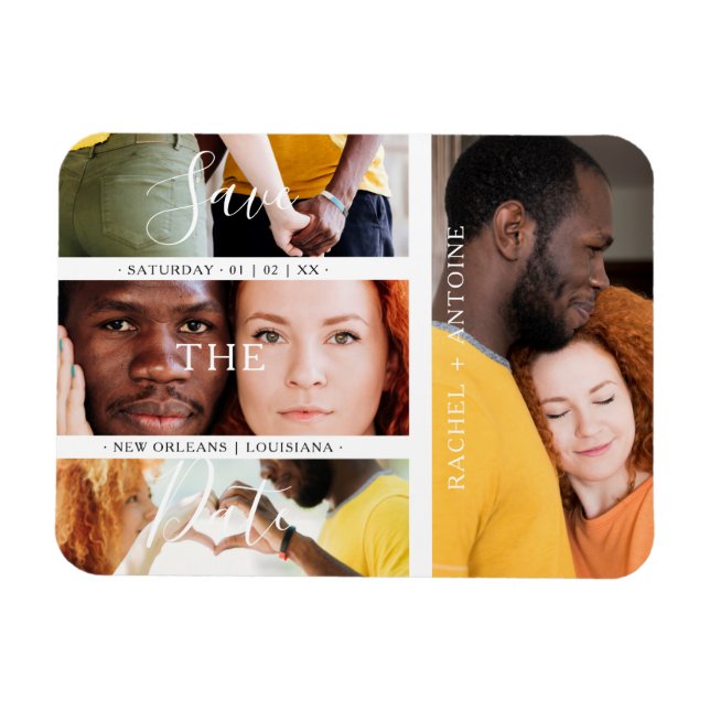 Romantic Fyra Bröllop Förlovning Photos Collage Magnet (Horisontell)