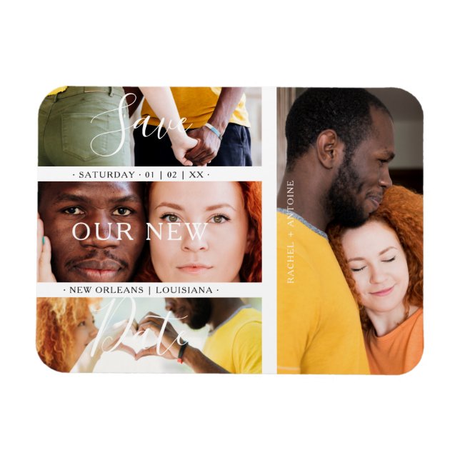 Romantic Fyra Bröllop Förlovning Photos Collage Magnet (Horisontell)