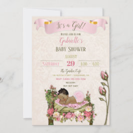 Romantic Garden Baby Shower Rosa Grönt Ro Inbjudningar