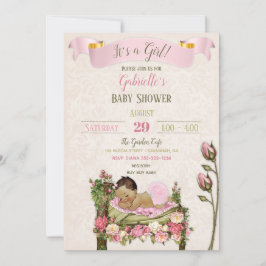 Romantic Garden Baby Shower Rosa Grönt Ro Inbjudningar