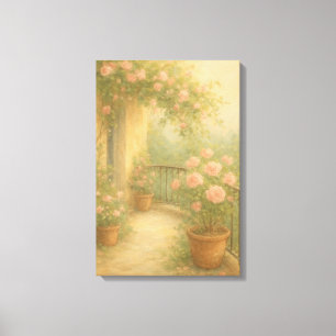 Romantic Garden Balcony i Soft Pastel Tones Canvastryck