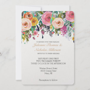Romantic Garden Blommigt Bröllop Inbjudningar