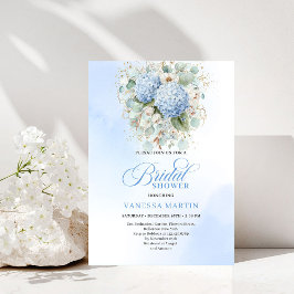 Romantic Garden Blue Floral Bridal Shower Invite Inbjudningar