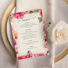 Romantic Garden Bright Blommigt Ro Bröllop Menu