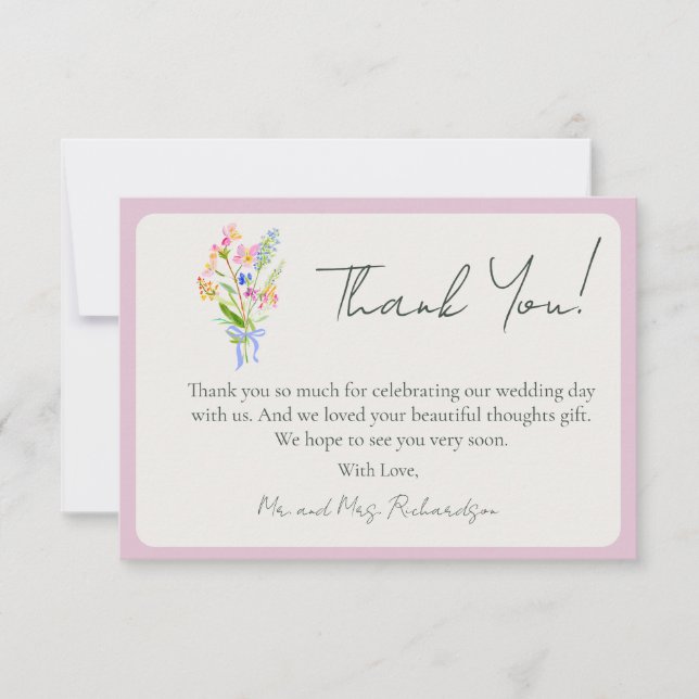 Romantic Garden Floral Wedding  Tack Kort (Framsida)