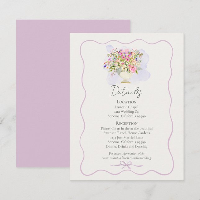 Romantic Garden Floral Wedding  Tilläggskort (Fram/baksida)
