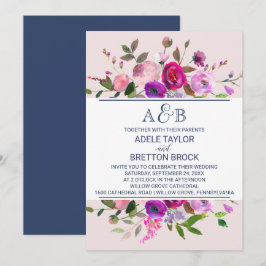 Romantic Garden Monogram Bröllop Inbjudningar