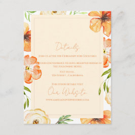 Romantic Garden Peach Floral Wedding Information Tilläggskort