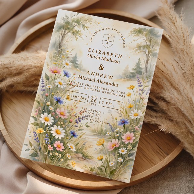Romantic Garden Wildflower Wedding Inbjudningar (Skapare uppladdad)