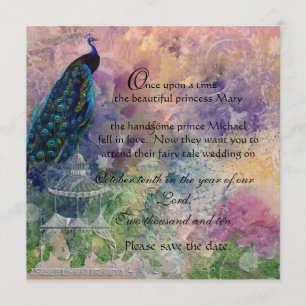 Romantic Gazebo Peacock and Watercolor Spara Datumet