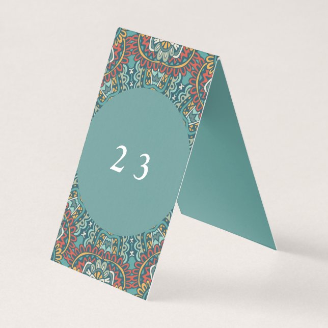 Romantic Geometric Mandala soft blue grått och red Kort (Framsida)