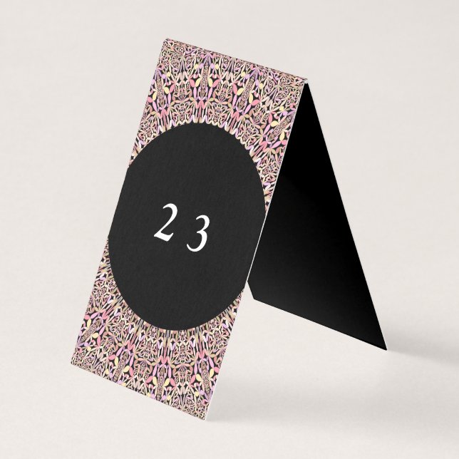 Romantic Geometric Mandala soft Rosa Black Kort (Framsida)