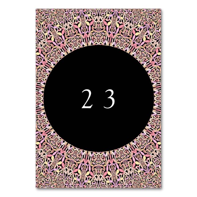 Romantic Geometric Mandala soft Rosa Black Round Bordsnummer (Framsidan)