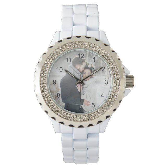 Romantic Gift | Ditt personliga foto med nummer Armbandsur (Framsida)