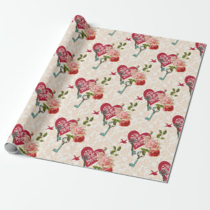Romantic Gift Wrapping Papper för Valentines 4 Presentpapper