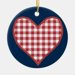 Romantic Gingham Hearts och Röd ros Ornament