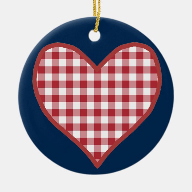 Romantic Gingham Hearts och Röd ros Ornament (Framsidan)