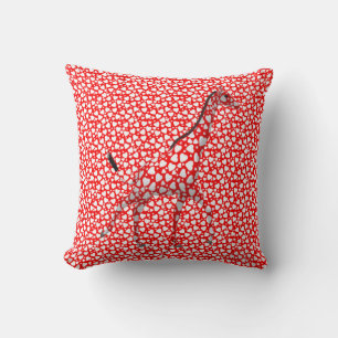 Romantic Giraffe Fullt of Hearts Kudde
