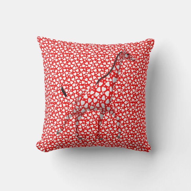 Romantic Giraffe Fullt of Hearts Kudde (Framsida)