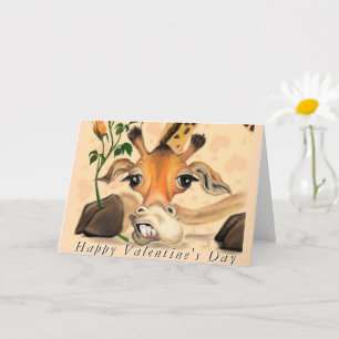 Romantic Giraffe Funny Valentine Day Card Kort