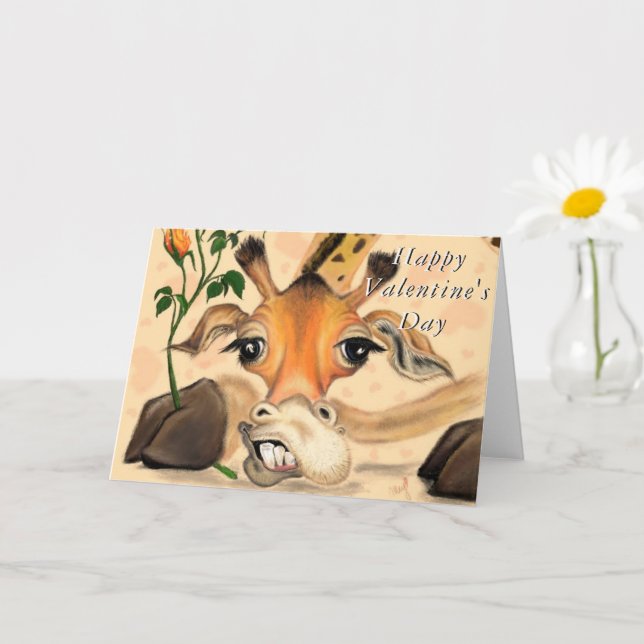 Romantic Giraffe Funny Valentine Day Card Kort (Liten växt)