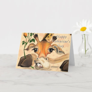 Romantic Giraffe Funny Valentine Day Card Kort