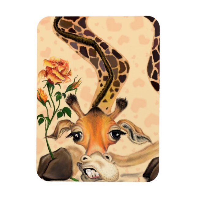 Romantic Giraffe - gentleman - Add your Text /Namn Magnet (Vertikal)