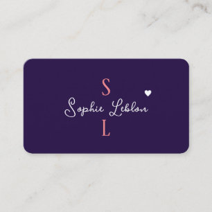 Romantic Girly Calligraphy Monogrammed Visitkort