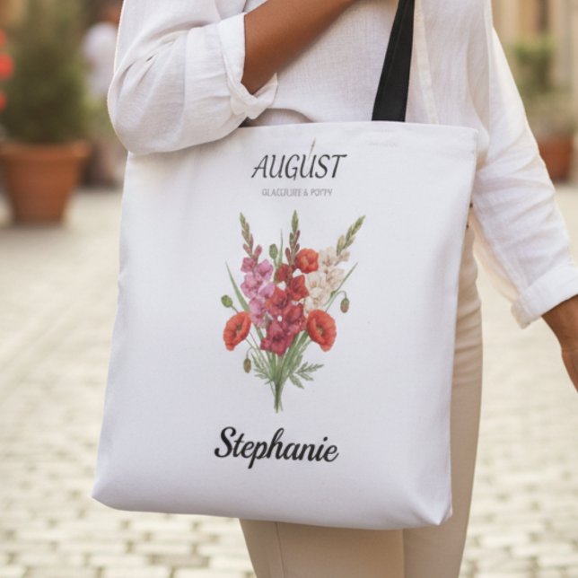 Romantic Gladiolus & Poppy August Birth Month Tygkasse (Romantic Gladiolus & Poppy August Birth Month Tote)