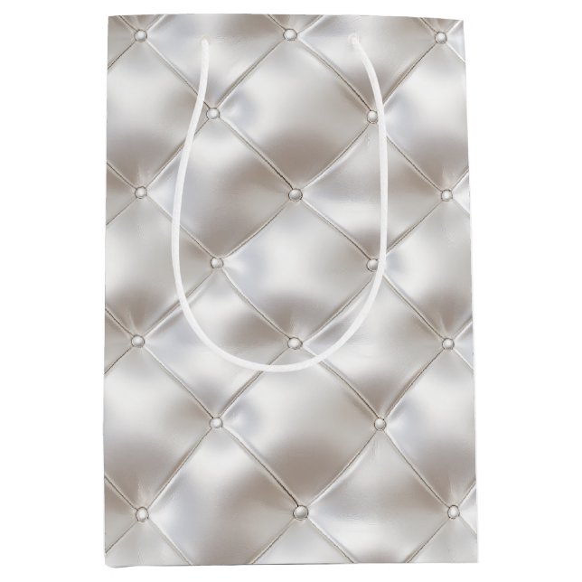 Romantic Glam White Faux Leather Bröllop (Framsidan)