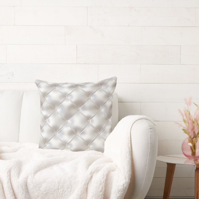 Romantic Glam White Faux Leather Kudde (Soffa)