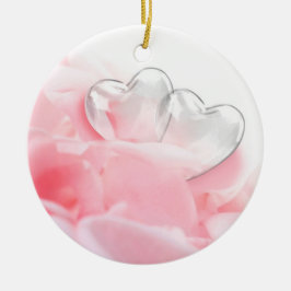 Romantic Glass Hearts Ro Petals Julgransprydnad Keramik