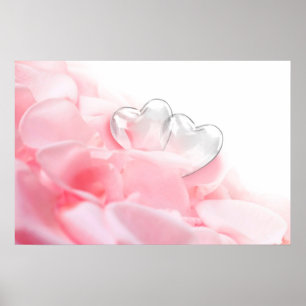 Romantic Glass Hearts Ro Petals Poster