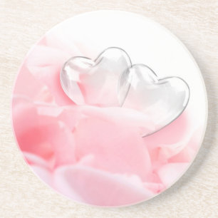 Romantic Glass Hearts Ro Petals Underlägg